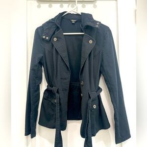 Guess Belted Small Black Jacket with Hood